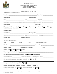 Document preview: Form MVI-0110 Complaint Petition - Maine