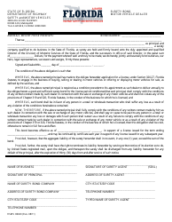 Document preview: Form HSMV86020 Surety Bond Motor Vehicle Dealer - Florida