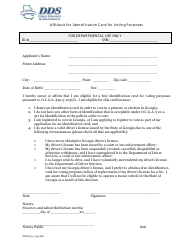 Form DDS-579 &quot;Affidavit for Identification Card for Voting Purposes&quot; - Georgia (United States)
