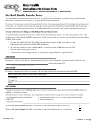 Form MADS-MR Medical Records Release Form - Massachusetts