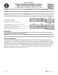 Document preview: Form CTS-8C Untaxed Cigarette, Smokeless Tobacco, Cigar and Smoking Tobacco Return (On or After July 31, 2013) - Massachusetts