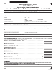 Form GT-9M-B Gasoline Tax Refund Application - Massachusetts