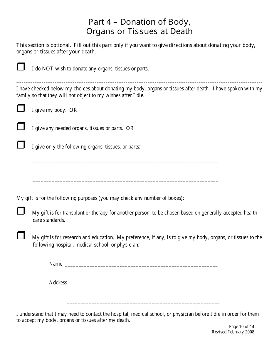 Advance Directive Form - Maine, Page 10