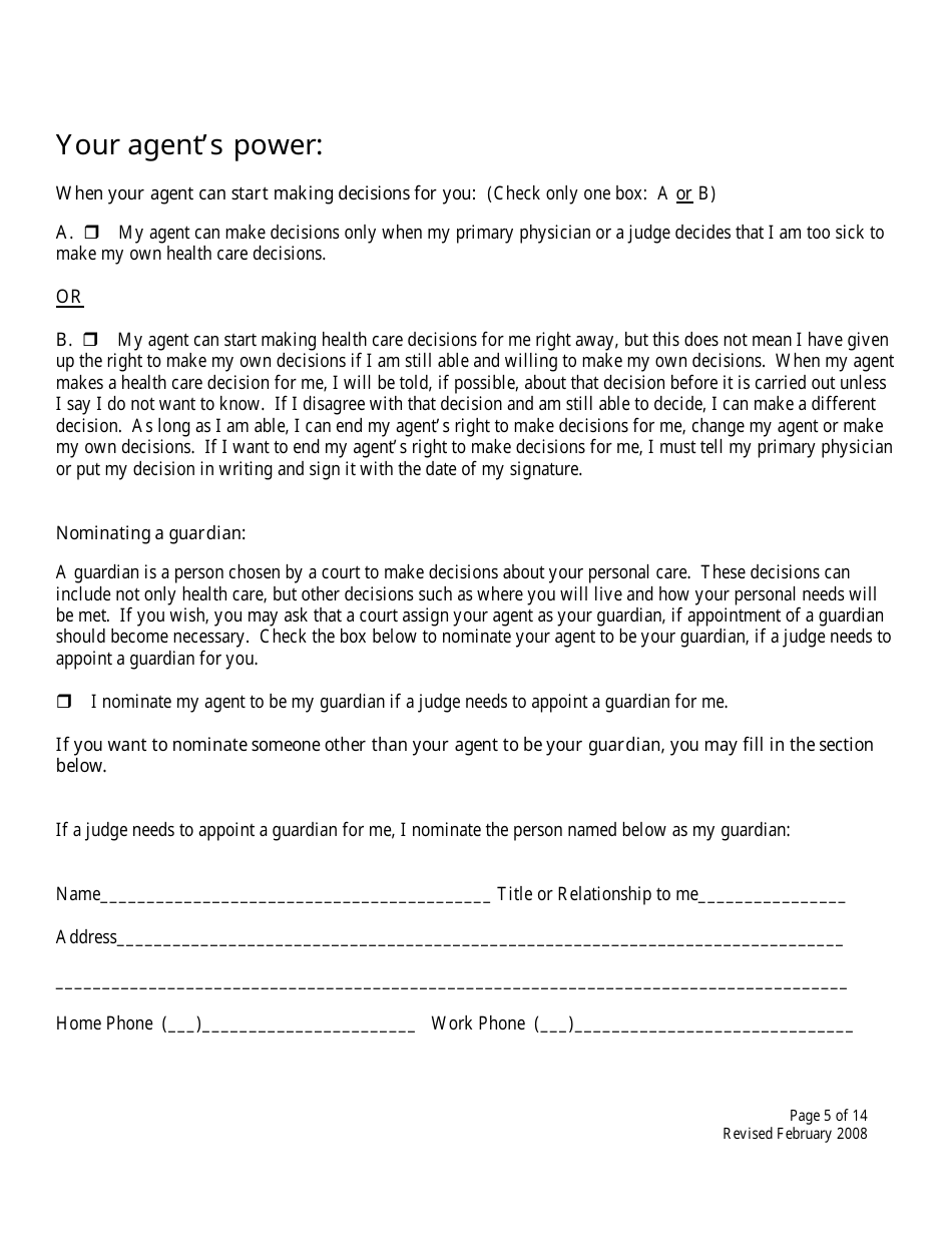 Advance Directive Form - Maine, Page 5