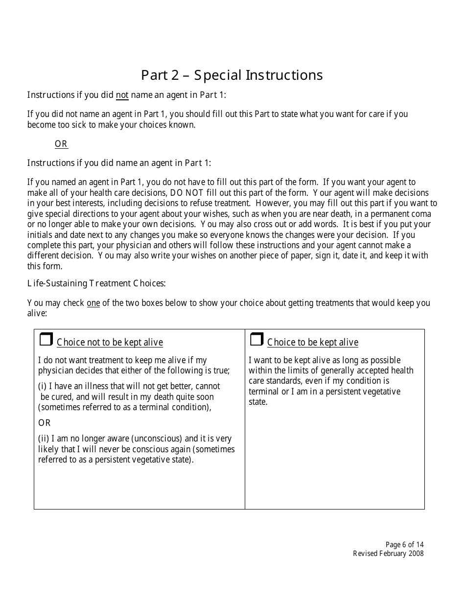 Advance Directive Form - Maine, Page 6