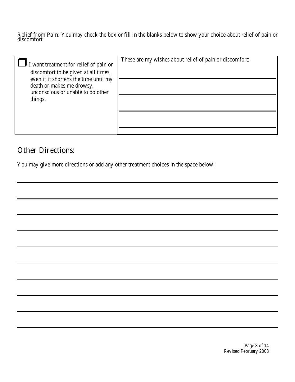 Advance Directive Form - Maine, Page 8