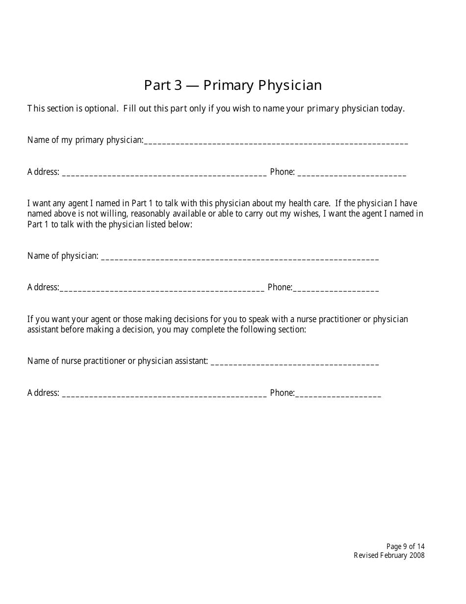 Advance Directive Form - Maine, Page 9