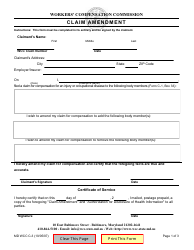 Document preview: WCC Form C-3 Claim Amendment - Maryland