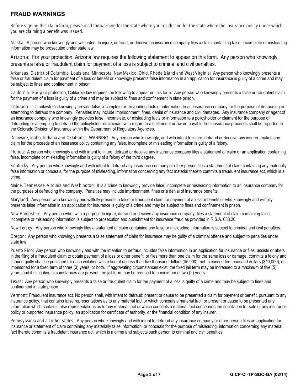 Form G.CP-CI-TP-SDC-GA Group Life Insurance Statement of Review - Georgia (United States), Page 3