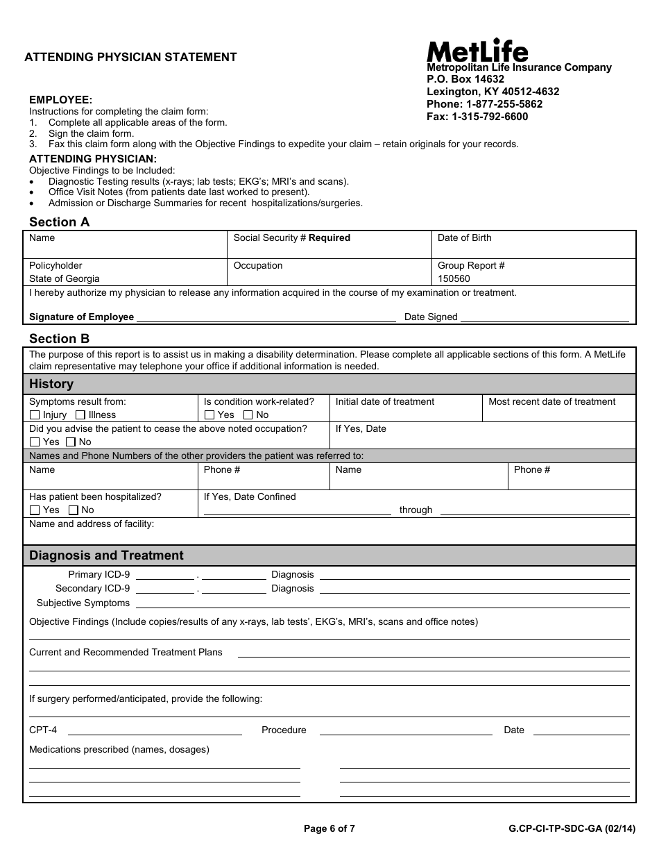 Form G.CP-CI-TP-SDC-GA Group Life Insurance Statement of Review - Georgia (United States), Page 6