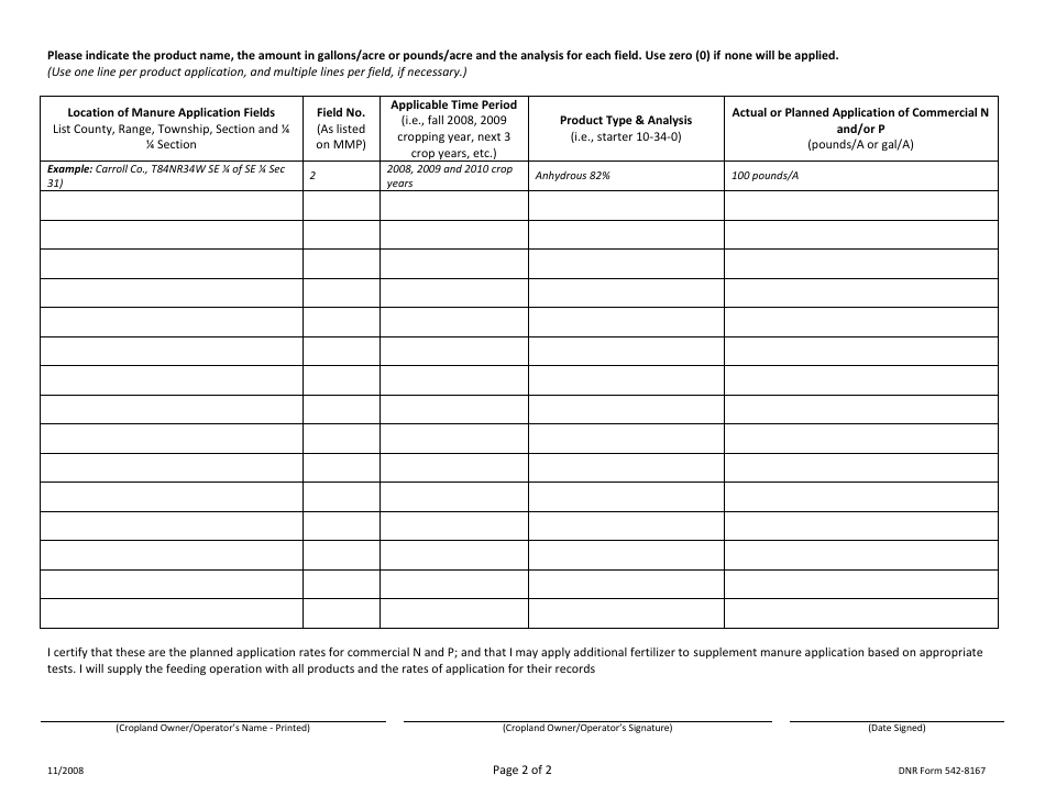 DNR Form 542-8167 - Fill Out, Sign Online and Download Fillable PDF ...