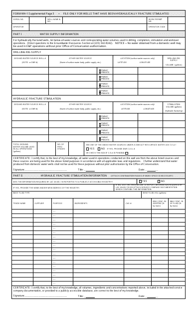 Form WH-1 Supplement 3 Well History and Work Resume Report - Louisiana