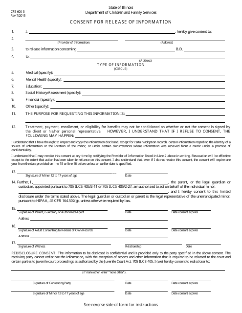 Form CFS600-3  Printable Pdf