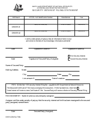 DNR Form B-208 &quot;Security Interest Filing Statement&quot; - Maryland