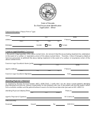 Document preview: Do-Not-Resuscitate Identification Application - Minor - Nevada