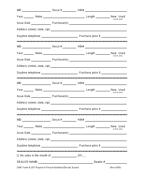 DNR Form B-207  Printable Pdf