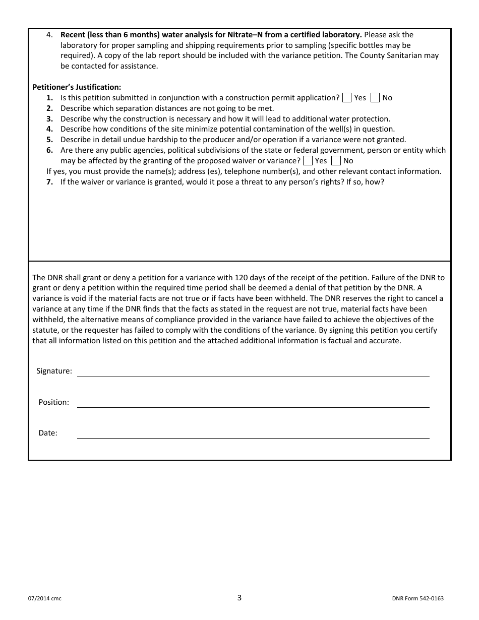 DNR Form 542-0163 Petition for Variance From Well Separation Rules - Iowa, Page 3