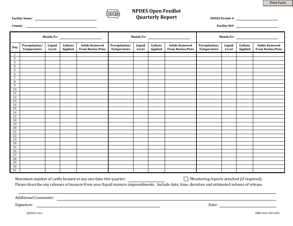 DNR Form 542-1551 - Fill Out, Sign Online and Download Fillable PDF ...