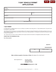 Form VSD193.16 &quot;7-day Vehicle Permit Application&quot; - Illinois