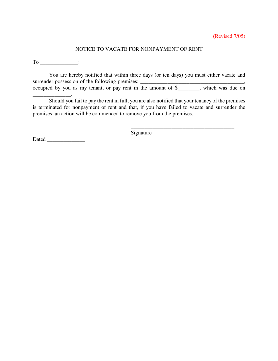 kansas notice to vacate for nonpayment of rent download printable pdf templateroller