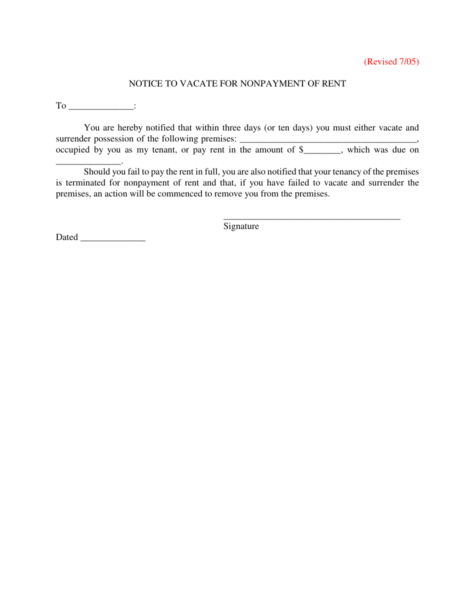Notice to Vacate for Nonpayment of Rent - Kansas, Page 1
