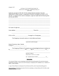 Affidavit of Exemption From the Kentucky Workers' Compensation Act (Individual) - Kentucky