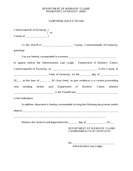 Document preview: Subpoena Duces Tecum - Kentucky