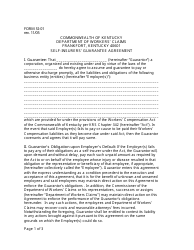 Form SI-01 Self-insurers' Guarantee Agreement - Kentucky