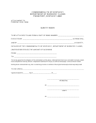 Document preview: Form SI-03 Surety Rider - Kentucky