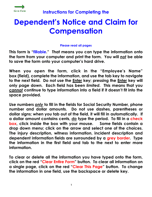 Form WC18 Dependent's Notice and Claim for Compensation - Colorado