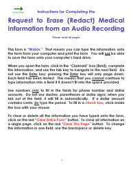 Document preview: Form WC34 Request to Erase (Redact) Medical Information From an Audio Recording - Colorado