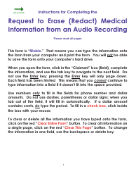 Form WC34 Request to Erase (Redact) Medical Information From an Audio Recording - Colorado
