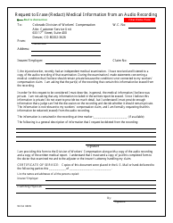 Form WC34 Request to Erase (Redact) Medical Information From an Audio Recording - Colorado, Page 3