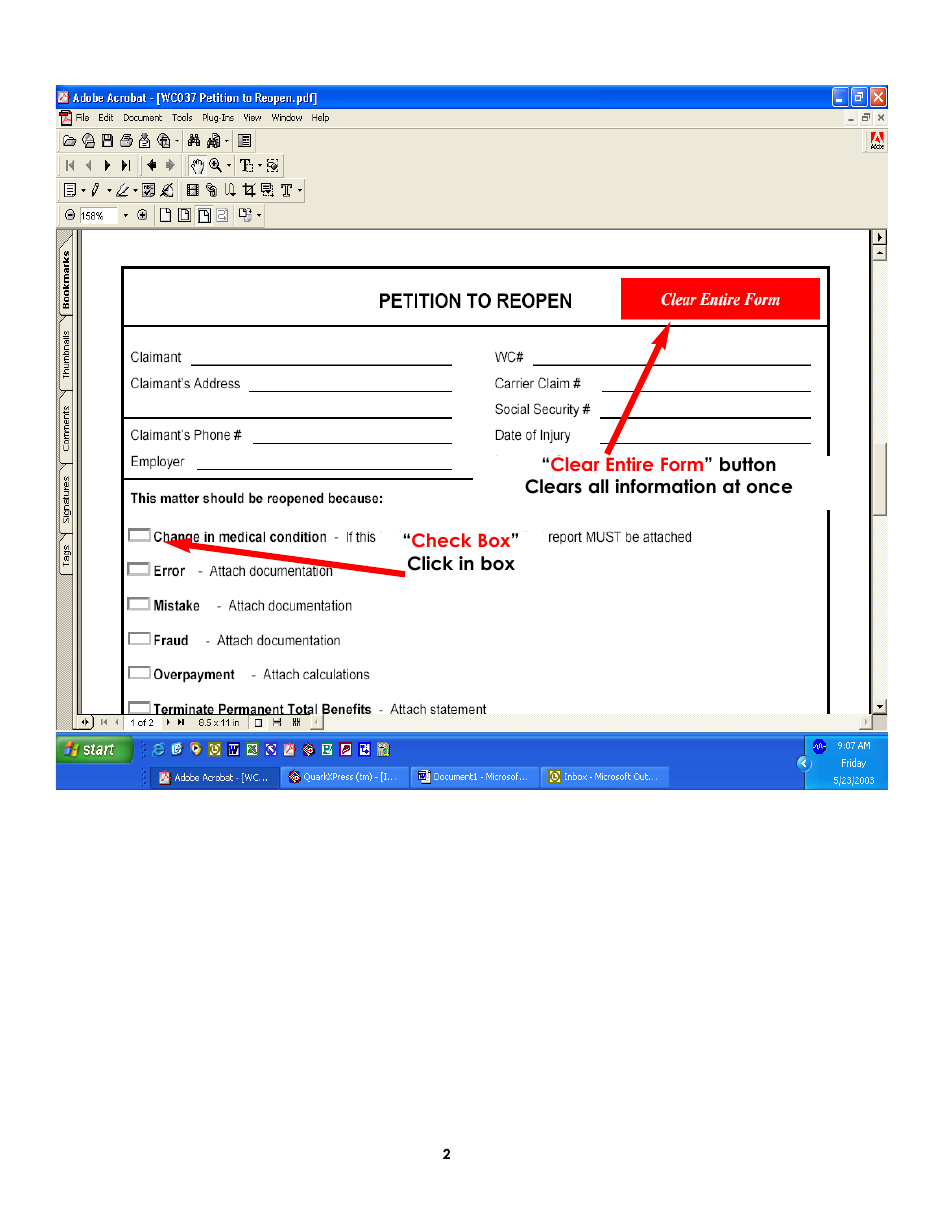 Form WC37 Petition to Reopen - Colorado, Page 2