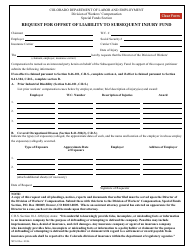 Document preview: Form WC63 Request for Offset of Liability to Subsequent Injury Fund - Colorado