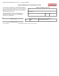 Document preview: Form TR-114 Special Mailing of Certificate of Title - Michigan
