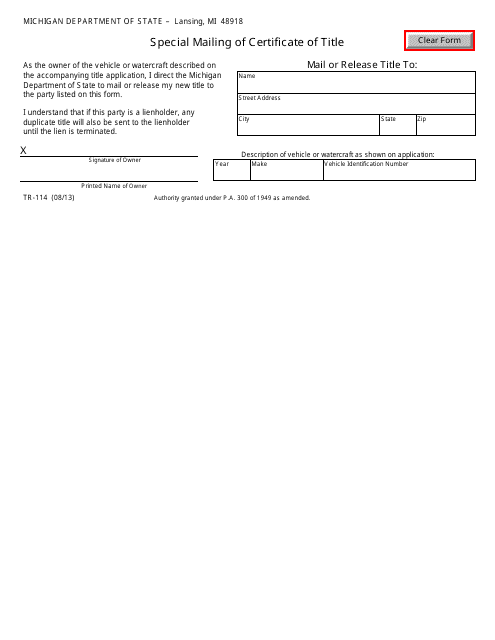 Form TR-114 Printable Pdf