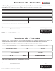 Form B-32 &quot;Parental Consent to Sell a Vehicle to a Minor&quot; - Michigan