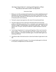Form TR-122 Uniform Surety Bond for Manufactured Home - Michigan, Page 2
