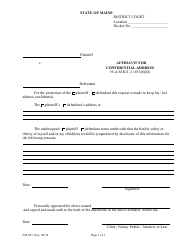 Document preview: Form FM-057 Affidavit for Confidential Address - Maine