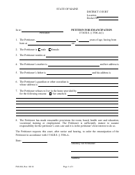 Document preview: Form FM-064 Petition for Emancipation - Maine