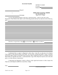 Document preview: Form FM-071 Objection to Final Order of Magistrate - Maine
