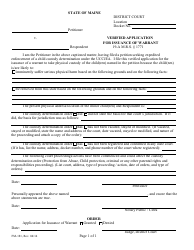 Document preview: Form FM-181 Verified Application for Issuance of Warrant - Maine