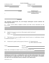 Document preview: Form FDP-02B Defendant's Foreclosure Mediation Information - Maine