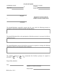 Document preview: Form FDP-06 Request to Include in Foreclosure Mediation - Maine