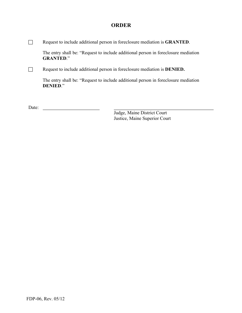 Form FDP-06 Request to Include in Foreclosure Mediation - Maine, Page 2