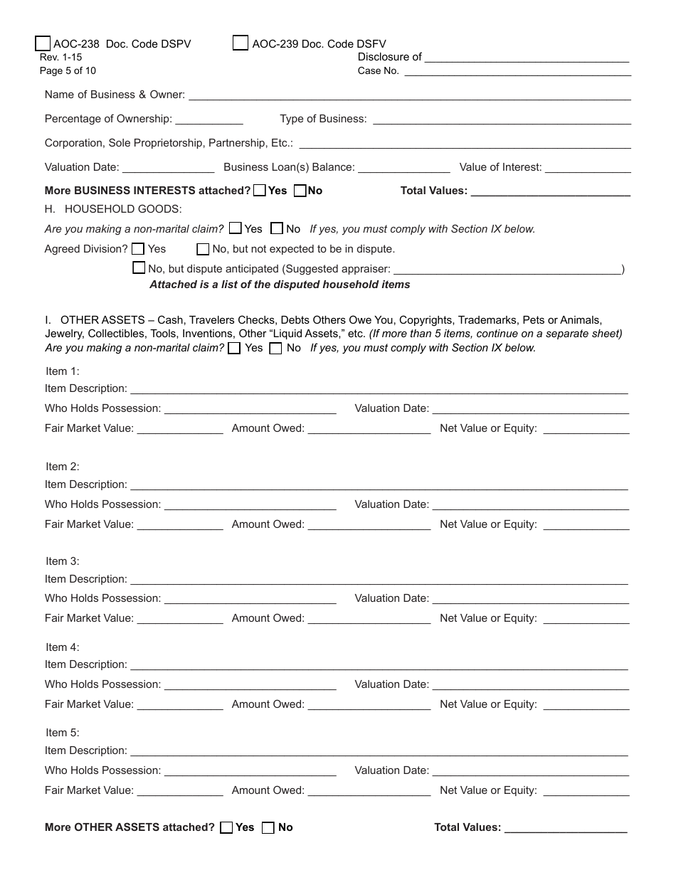 Form AOC-238 (AOC-239) Preliminary Verified Disclosure Statement / Final Verified Disclosure Statement - Kentucky, Page 5