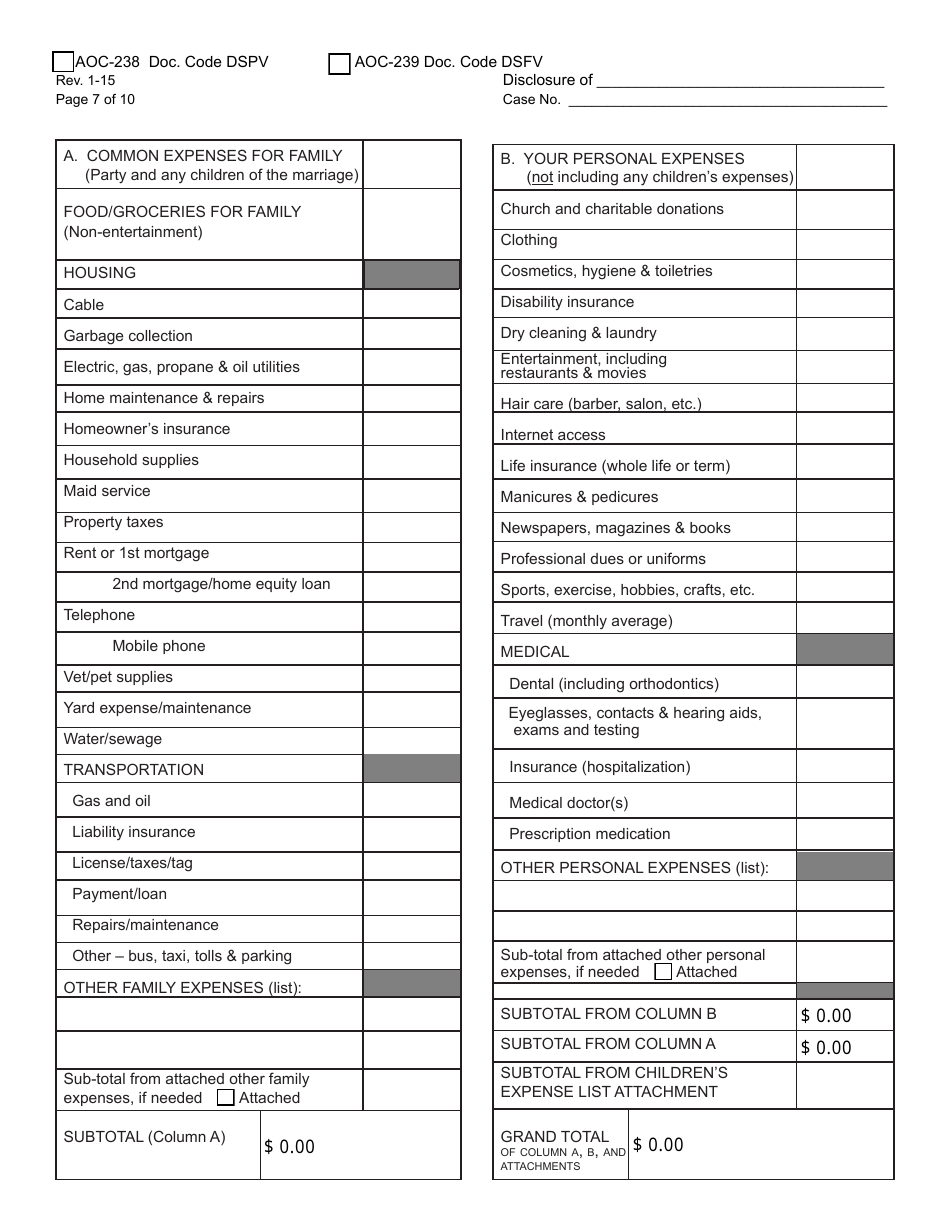 Form AOC-238 (AOC-239) Preliminary Verified Disclosure Statement / Final Verified Disclosure Statement - Kentucky, Page 7