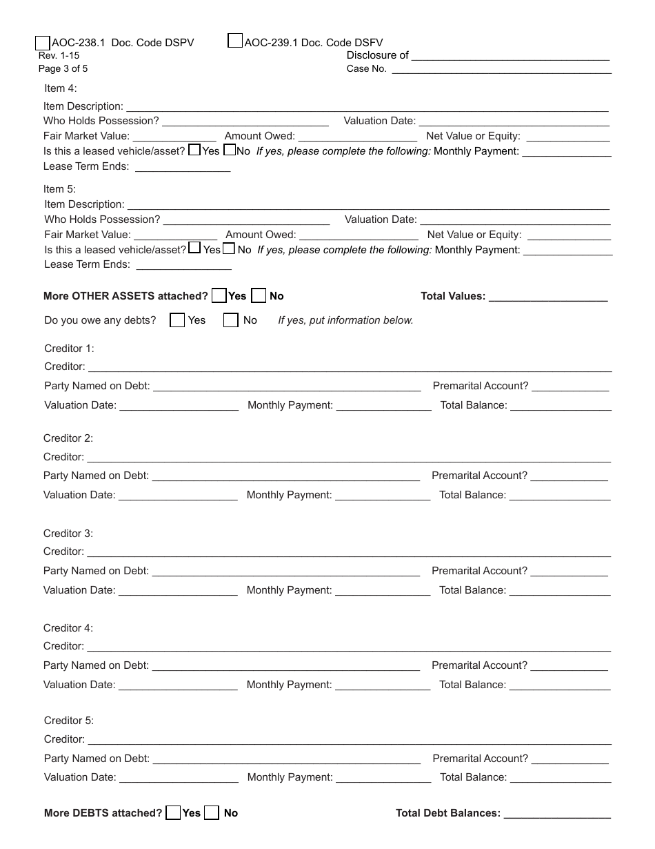 Form AOC-238.1 (AOC-239.1) Simplified / Preliminary / Final Verified Disclosure Statement - Kentucky, Page 3