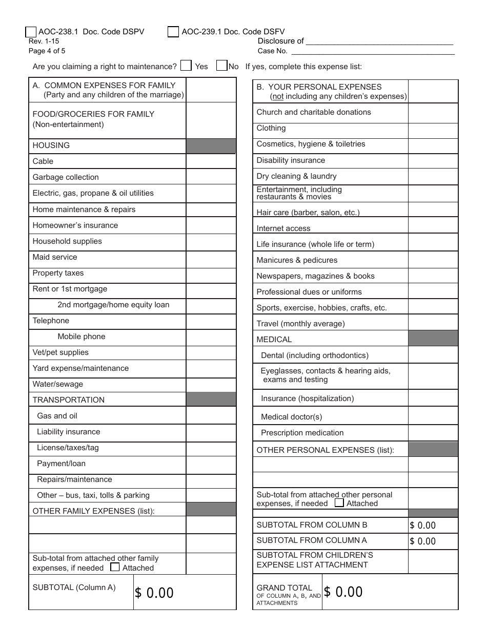 Form AOC-238.1 (AOC-239.1) - Fill Out, Sign Online and Download ...